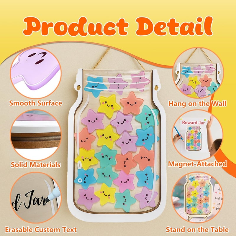Yoink Reward Jar for Classroom Board, Magnetic Star Jar Incentive System for Kids with 24 Colorful, Classroom Positive Behavior Jar for Kids, Potty Training Chart Reward for Boys Girls - Image 2